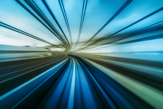 An image showing fast digital movement through the teesside landscape